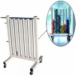 Soporte para pesas de vinilo con ruedas y barra - OUTLET