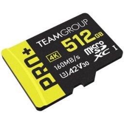 Team Group Tarjeta de Memoria PRO+ MicroSDXC UHS-I U3 A2 V30 512GB C/Adaptador