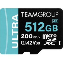 Team Group Tarjeta de Memoria Ultra MicroSDXC UHS-I U3 A2 V30 512GB C/Adaptador