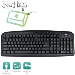 Ewent Teclado Multimédia USB PT Negro