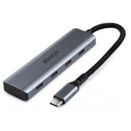 Lindy 43414 hub de interfaz USB 3.2 Gen 2 (3.1 Gen 2) Type-C 10000 Mbit/s Gris