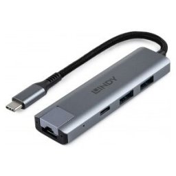 Lindy 43422 hub de interfaz USB 3.2 Gen 2 (3.1 Gen 2) Type-C 10000 Mbit/s Gris