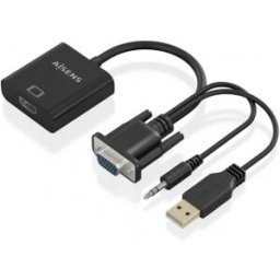 Aisens Cable conversor SVGA+Audio a HDMI, SVGA/M+Jack 3.5/M+USB-A/M-HDMI A/H, Negro, 20cm