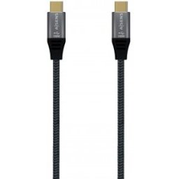Aisens Cable USB 3.2 Gen2x2 Aluminio 20Gbps 8K@30Hz 5A 100W E-Mark, Tipo USB-C/M-USB-C/M, Gris, 0.6
