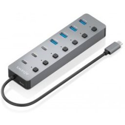 Aisens Hub USB3.2 Gen2 10G USB-C, USB-C/M-4xUSB-A/H+3xUSB-C/H+1xUSB-C/H PD3.0 100W, Gris, 30cm
