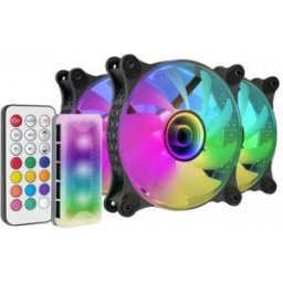 Mars Gaming MF-3DKIT Negro Kit 3 Ventiladores ARGB 360° 12cm Espejo Infinito 3D Sistema Anti-vibraci