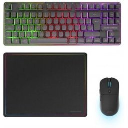 Pack Gaming Mars Gaming MCPWTKL/ Teclado Inalámbrico + Ratón Inalámbrico + Alfombrilla Español Negro