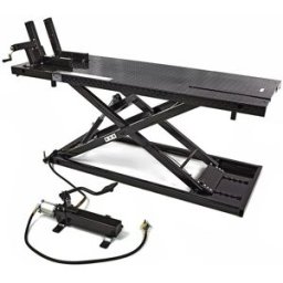 HBM mesa elevadora para motos 200 x 71 cm, hidráulica, neumática, negra