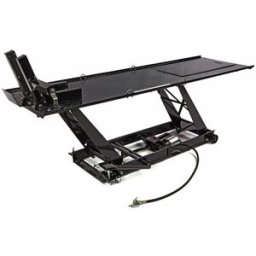 HBM mesa elevadora para motos 220 x 67 cm, hidráulica, neumática, negra