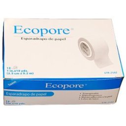 Esparadrapo Ecopore Papel 2,5 x 9,2 m (caja de 12 unidades)