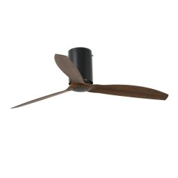 Faro Mini Tube Fan Ventilador de Techo con Mando 32W Negro Mate/Madera