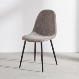 Maisons du Monde Silla de comedor de tejido moca y patas de acero negro