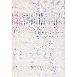 Safavieh Alfombra bohemio de polipropileno blanco/azul, 122 x 183 cm