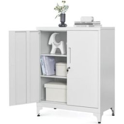 SONGMICS Archivador de oficina con 2 puertas de acero de color gris