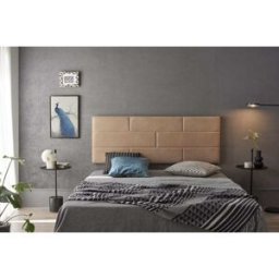 Matris Cabecero de pared diseño ladrillos tela antimanchas camel, cama 100 cm