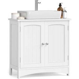VASAGLE Mueble bajo lavabo con 2 puertas de color blanco