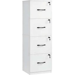 VASAGLE Archivador con 4 cajones bloqueables de color blanco