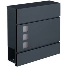 SONGMICS Buzón de pared con cerradura y porta-periódicos de color gris