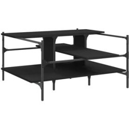 Prolenta Premium Mesa de centro madera de ingeniería negra 100 x 100 x 48,5 cm