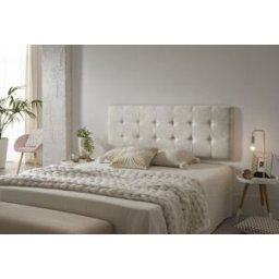 Matris Cabecero a cuadros tela antimanchas blanco roto 112x57 cm, cama 110
