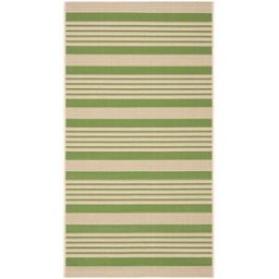 Safavieh Alfombra rayas de polipropileno verde/beige, 122 x 170 cm
