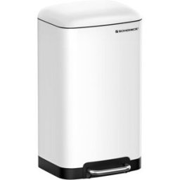 SONGMICS Cubo de basura 30 l con pedal de acero de color blanco