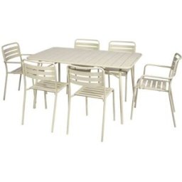sweeek Set mesa de jardín bistró plegable de acero con 2 sillones y 4 sillas,