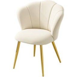 VASAGLE Silla de comedor acolchada de terciopelo de color blanco
