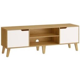 VASAGLE Mueble de tv de 147 cm de color roble y blanco