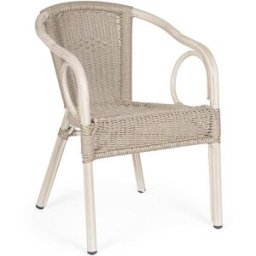 Bizzotto Conjunto de 4 sillas de aluminio y fibra sintética beige
