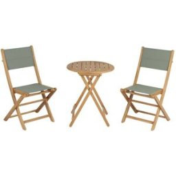 Beau Rivage Conjunto de mesa y sillas 2 plazas madera de teca fsc verde