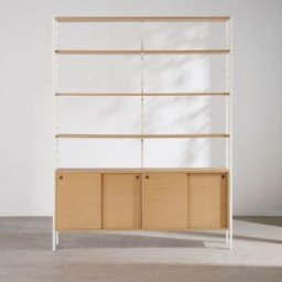 Maisons du Monde Estantería de acero y chapa de roble con 4 puertas correderas
