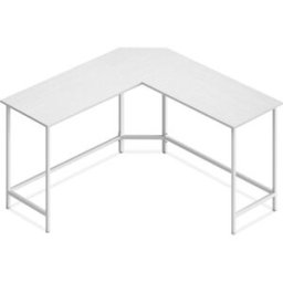 VASAGLE Escritorio de 140x140 cm de acero y aglomerado de color blanco