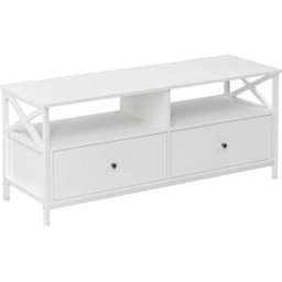 VASAGLE Mueble de tv con 2 cajones de acero de color blanco