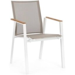 Outdoor living Conjunto de 4 sillas de aluminio y textileno en teca blanca