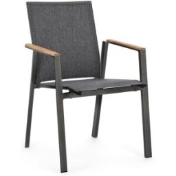 Outdoor living Conjunto de 4 sillas de aluminio y textileno en teca antracita