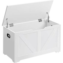 VASAGLE Puff de almacenaje de 80x40x46 cm de color blanco