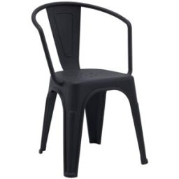 hjh OFFICE Silla de 100% polipropileno con apoyabrazos negro