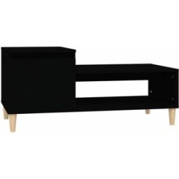 Prolenta Premium Mesa de centro madera de ingeniería negra 100 x 50 x 45 cm
