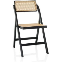 hjh LIVING Silla de bambú, ratán negro/marrón