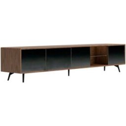 Angel Cerda Mueble tv nogal y cristal negro efecto espejo