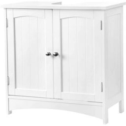 VASAGLE Mueble bajo lavabo con 2 puertas de color blanco