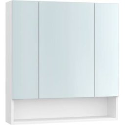 VASAGLE Armario de baño con puertas de espejo de color blanco