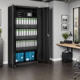 Tectake Armario archivador de acero con cerradura, gris 180x90x40cm