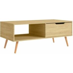 Prolenta Premium Mesa de centro madera de sonoma beige marrón 100 x 49,5 x 43 cm