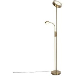 QAZQA Lámpara de pie de bronce con led y lámpara de lectura