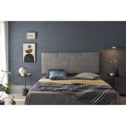 Matris Cabecero de pared en tela antimanchas gris para cama de 135 cm