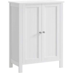 VASAGLE Armario de baño con 2 puertas y estantes de color blanco