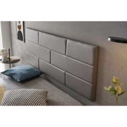 Matris Cabecero de pared diseño ladrillos polipiel gris para cama de 140 cm