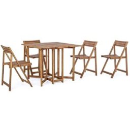 Bizzotto Juego de mesa plegable y 4 sillas de madera natural